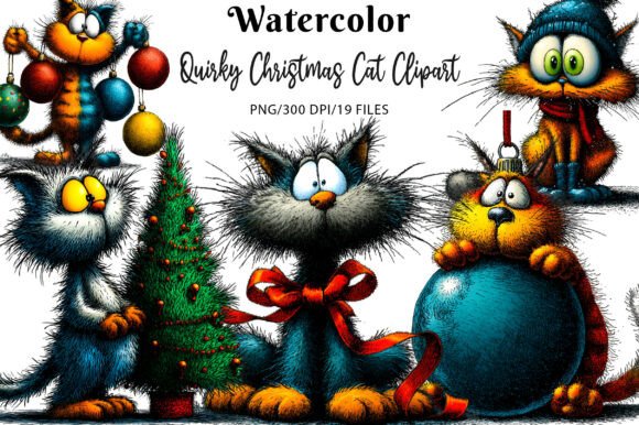Download Quirky Christmas Cat Clipart - Premium Resources